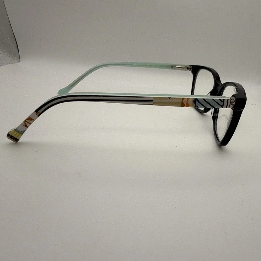 Vera Bradley Desert Patchwork DSP Eyeglass Frames 46-15-125 Black Aqua w/ Case
